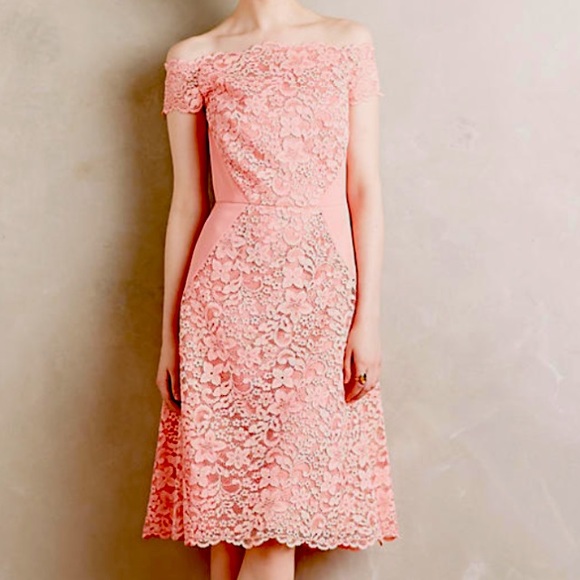 ANTHROPOLOGIE SHOSHANNA Persica Lace Dress PRETTY IN PINK Prom Party Dance 12